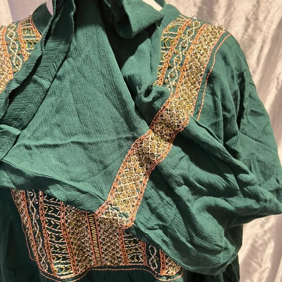 Slightly Worn A Beautiful Soul Green & Gold Tunic Sz 1X - Picture 3 of 7